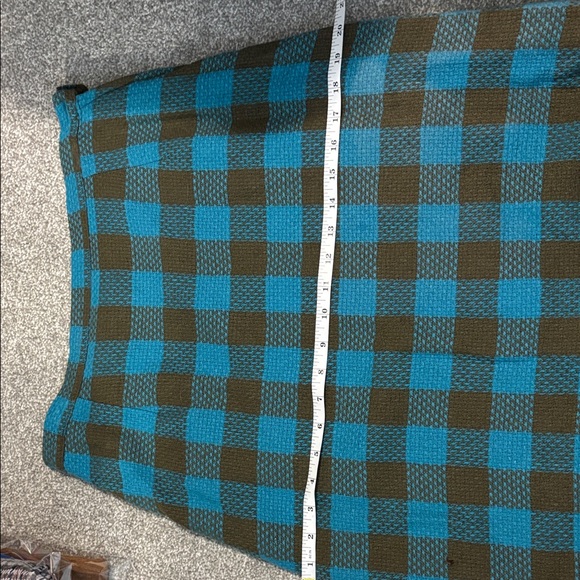 Blue and Brown Checkered Vintage Pencil Skirt - Picture 11 of 12